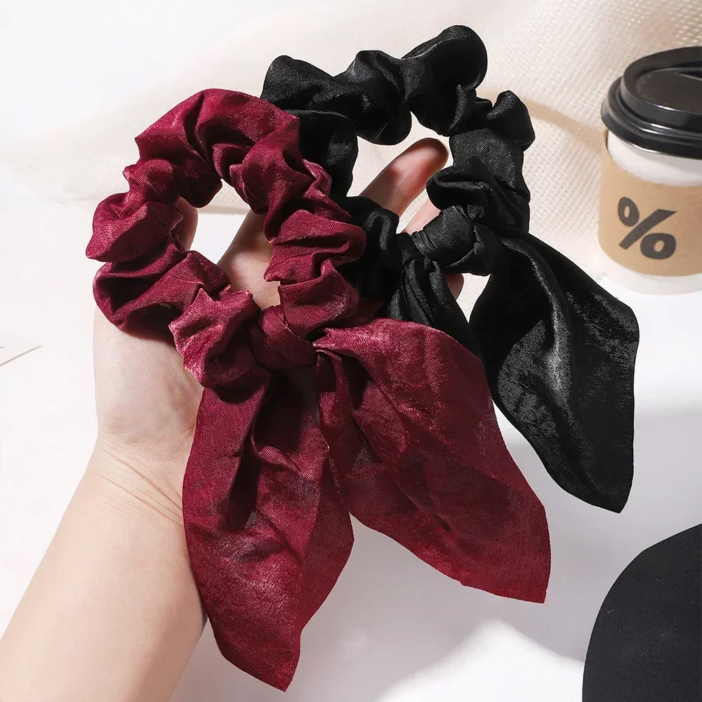 4 pz/lotto donne ragazze Chiffon Bowknot seta capelli Scrunchies Set perla coda di cavallo fascia capelli corda fascia accessori per capelli ragazze