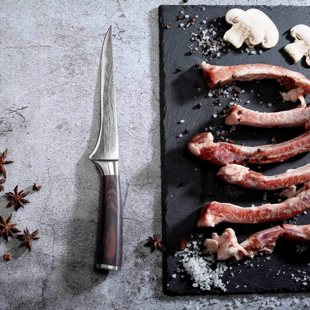 6-Inch Japanese Forged Professional Chef Knife - Heavy-Duty Alloy Steel Blade, 15° Razor-Sharp Angle, Ergonomic Wooden Handle