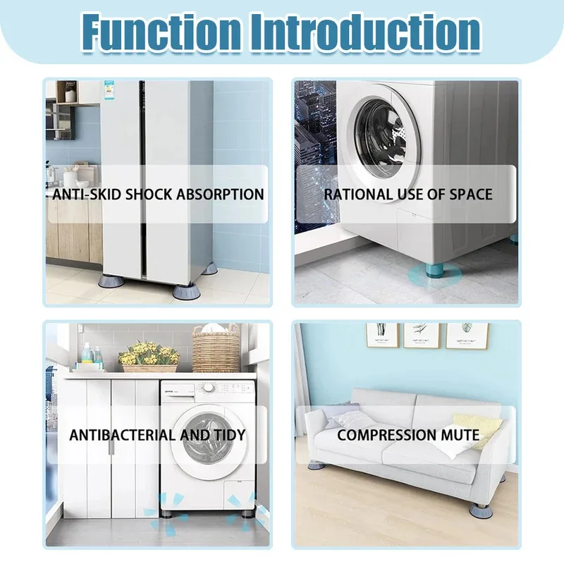 4-14Pcs Anti Vibration Washing Machine Pads Anti-slip Furniture Feet Pad Refrigerator Universal Support Base Mat Dampers Stand