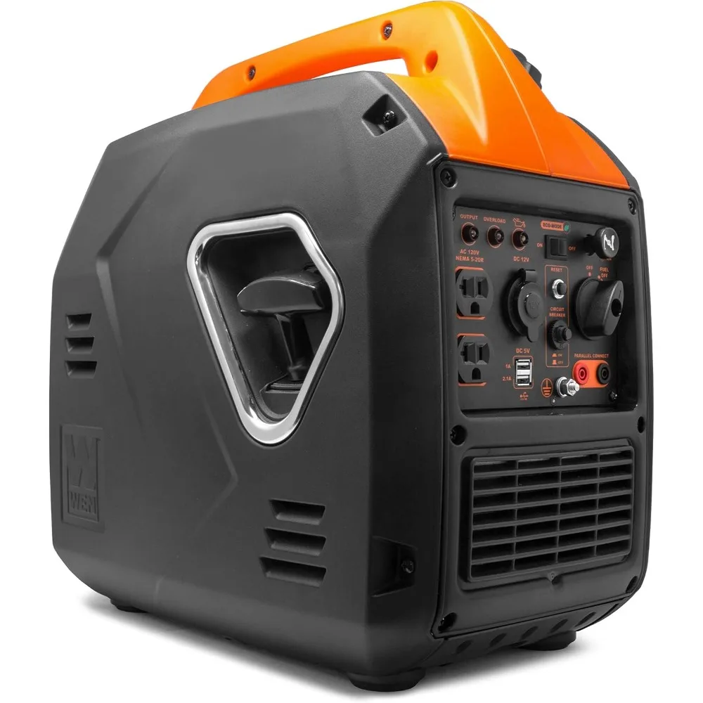 Super Quiet 2000-Watt Portable Inverter Generator w/Fuel Shut Off, CARB Compliant, Ultra Lightweight, Black/Orange