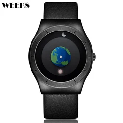 Concept Watch for Men Earth Moon Dial Quartz Watches Minimalist Planet New Wristwatch Man Mens New Clock Male Reloj Dropshipping