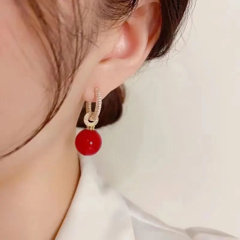 Elegant Earrings Pearl Pendant Earrings for Women Gold Color Eardrop Minimalist Tiny Huggies Hoops Wedding Fashion Jewelry