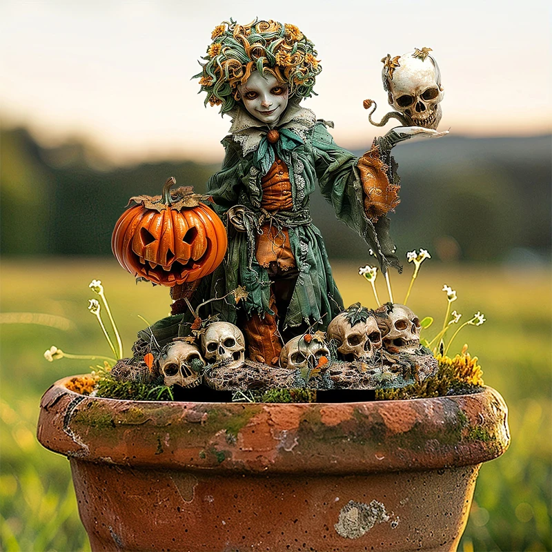 Horror Halloween Skull Small Statue Garden Pile Alec Waterproof Wear resistant Courtyard Floor Insertion Pendant Pendant