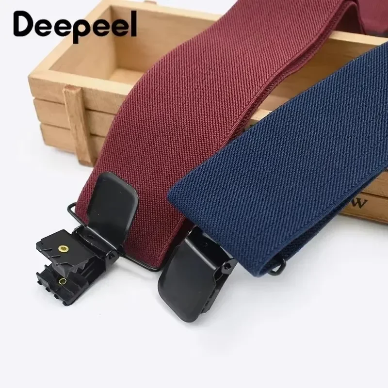 5*120 ซม.Deepeel ผู้ชาย Suspenders 4 คลิปหัวเข็มขัด X-Type Hook Clasp Braces ปรับเข็มขัดสําหรับชายกางเกงสายกว้าง