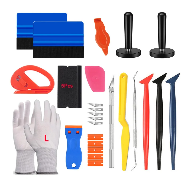 NeoWrap 30Pcs Auto Film Application Tools Plastic Scraper Felt Squeegee Car Magnet Holder Gloves Safety Cutter Micro Squeegee