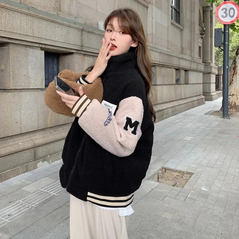 

Women Velvet Korean Fashion Baggy Casual Costume Cuddly Leisure rinted Sweatshirt Autumn Winter Keep Warm Daily