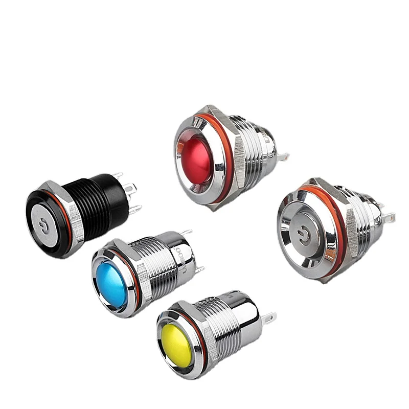 12mm/16mm Metal Push Button Switch Head Color Red, Green, Blue, Yellow, Black Optional 1NO Self-locking Reset Optional