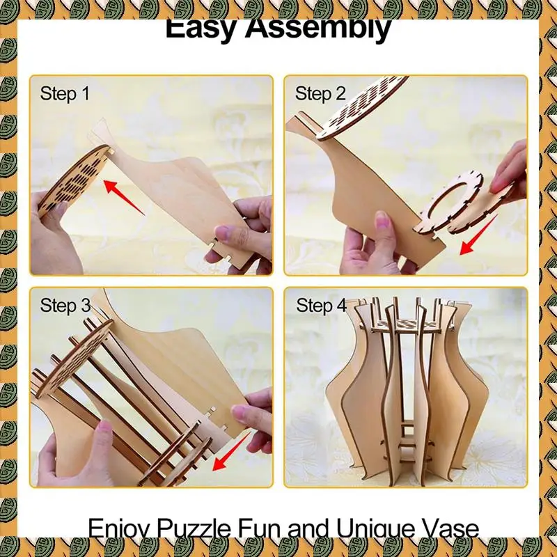 

A77I Wooden Puzzle Vase, Perfect For Displaying Roses, Tulips, Daffodils - A Gift For The Brick Flower Lover