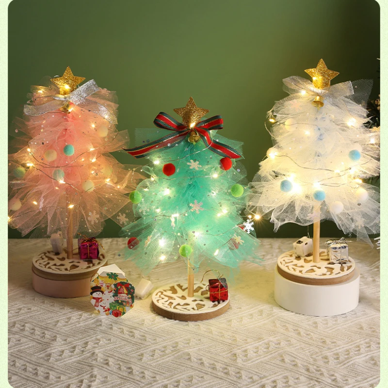 

Chiffon Glowing Christmas Tree Children's Handmade DIY Material Educational Toy christmas lights led party luminescence decorate