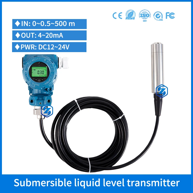 

2m 5m Hydrostatic Submersible Liquid Level Sensor 4 20ma Diffusion Silicon Immersed Probe Water Tank Level Transmitter