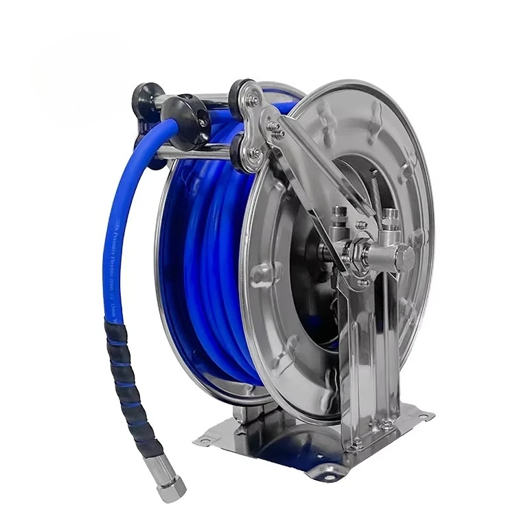 1/2 Inch 30 METERS Food Garden Irrigation Spring Retractable Stainless Steel Automatic High Pressure Hot Water Hose Reel