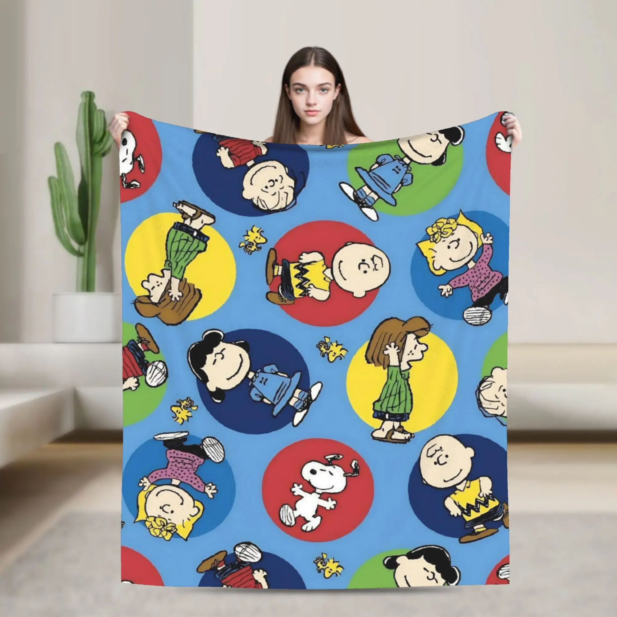 Cartoon Cute S-Snoopys Plush Blankets  Vintage Throw Blanket for Home 125*100cm Bedspread