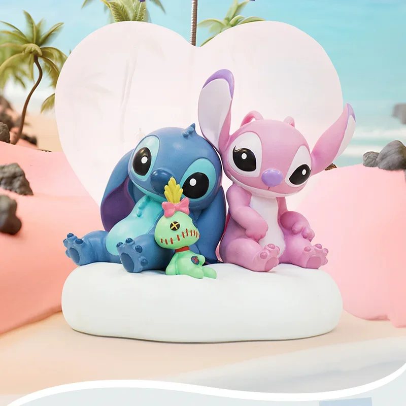 Disney Stitch And Angel Anime Figures Night Light Room Decoration Toys Collectible Desktop Model Ornaments Valentine's Day Gifts