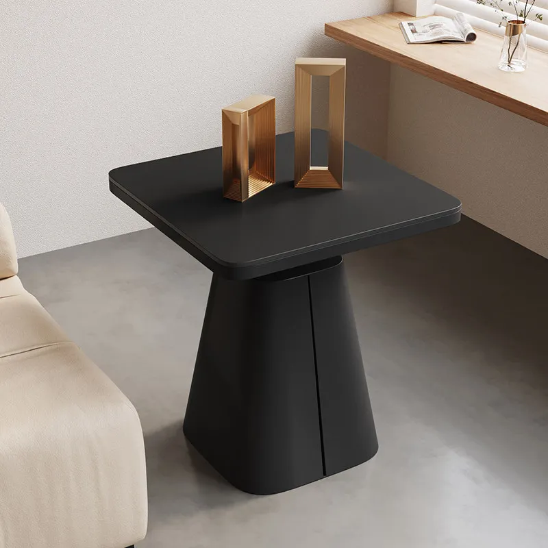

New Living Room Square Rock Slab Side Table, Corner Table Light Luxury High-end Balcony Coffee Table Small Square Table Black