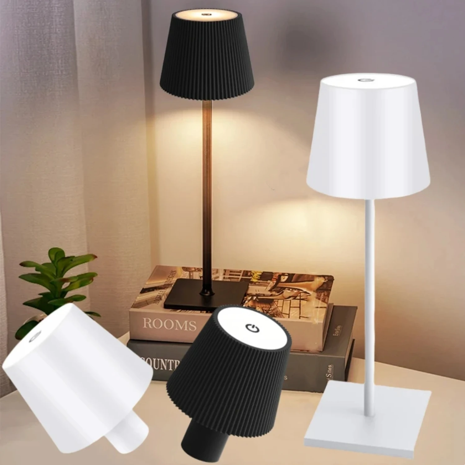 New Rechargeable  Desk Lamp   3 Colors Dimming   Restaurant Study Club Dinner Ambiance Decor Table Lighting