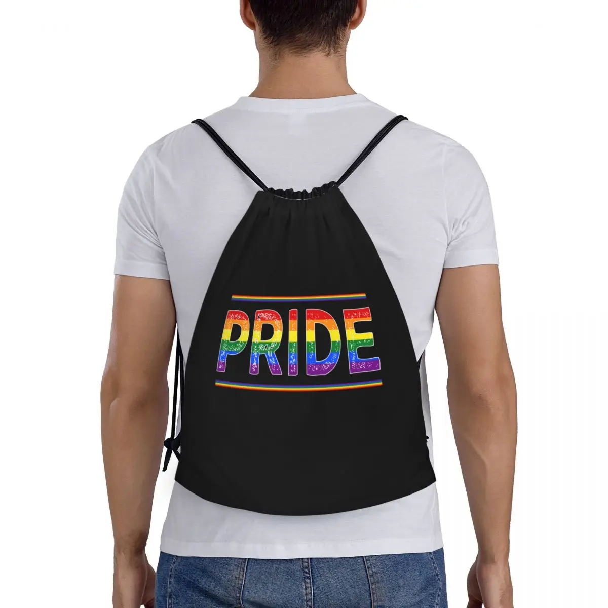 Mochila personalizada do cordão do orgulho do arco-íris Lgbt para homens e mulheres, leve, gay, lésbicas, ginásio, esportes, sacos para treinamento