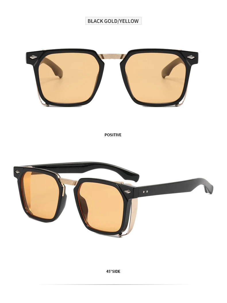 2023 mode Punk Sonnenbrille Für Männer Vintage Platz Steampunk Brille Luxus Sonnenbrille Frauen Trend Sonnenbrille Gafas De Sol – Detail 10
