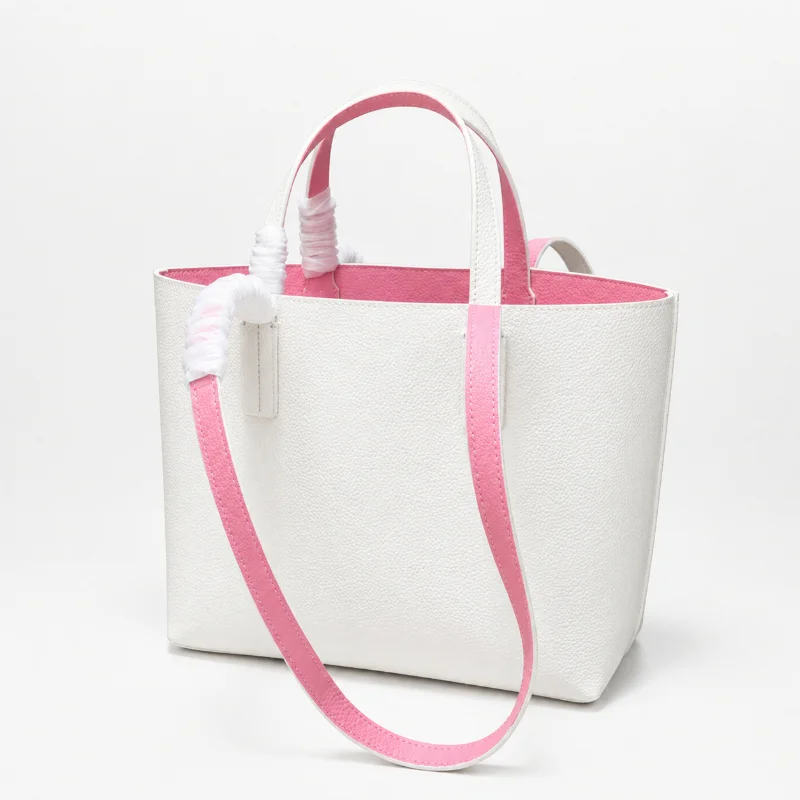 

Women Genuine Leather Bucket Bag Large Capacity Shoulder Tote Bag Soft Cowhide Reversible Handbag Casual Daily Purse