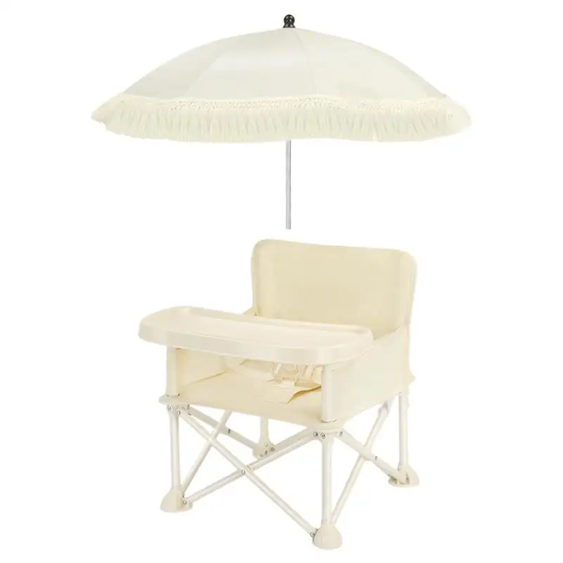 Folding Baby Dining Chair With Parasol Tray For Camping Baby Booster Chair Portable Beach Picnic Feeding Chair For Camping Baby