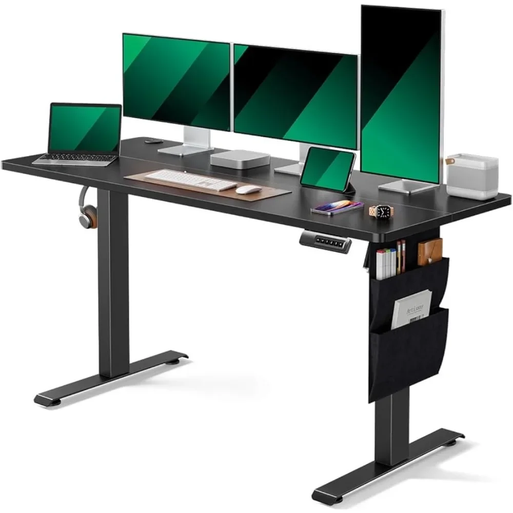 Furnitures Standing Desk Adjustable Height 63 Inch Room Desks Electric Standing Desk With Storage Bag Qimink Table Laptop Stand