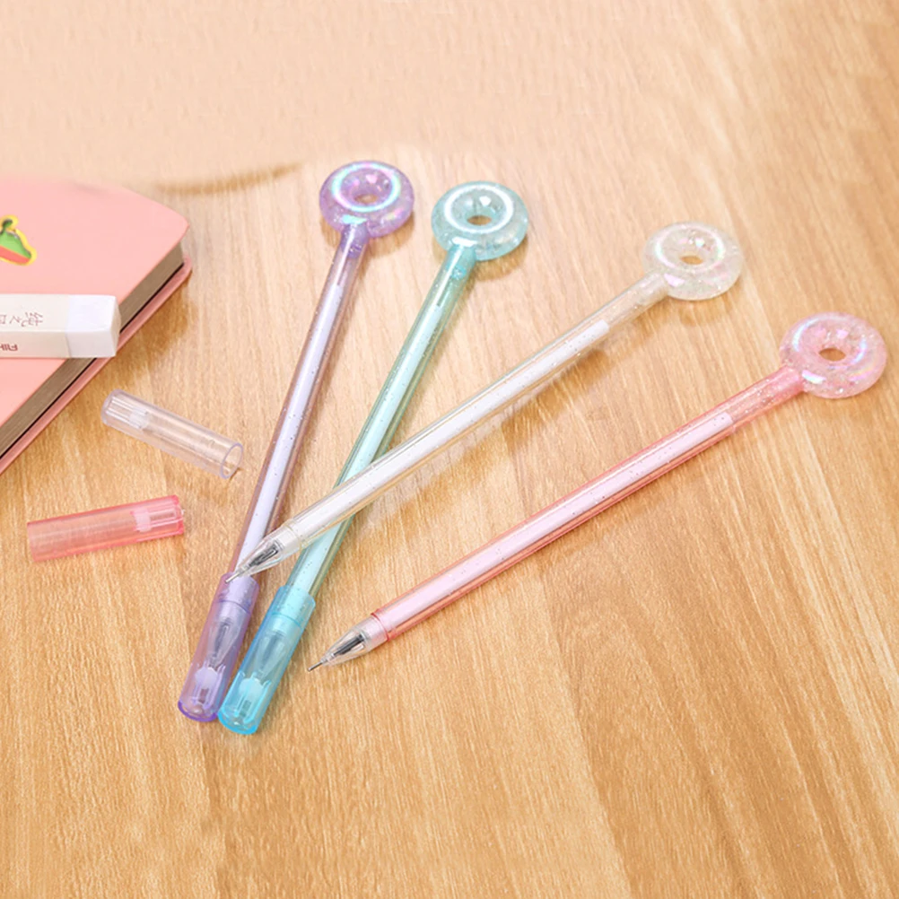 

8 Pcs Crystal Donut Neutral Pen Cartoon Ink Creative Shape Gel Pens Colored Candy Office Writing Sign Smooth Quick