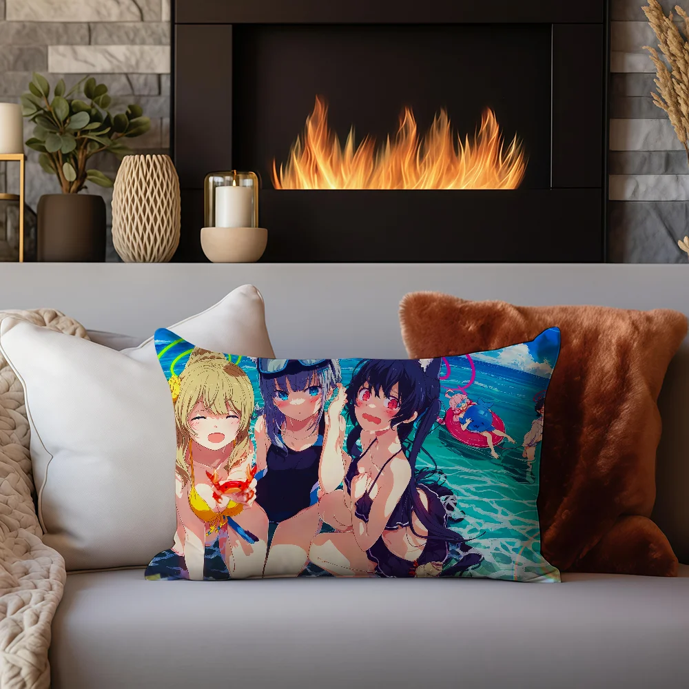 Game Blue Archive Fanart Q cushion cover Sofa living Room Office Rectangle Pillow Home Coffee Shop Bedding Hit product