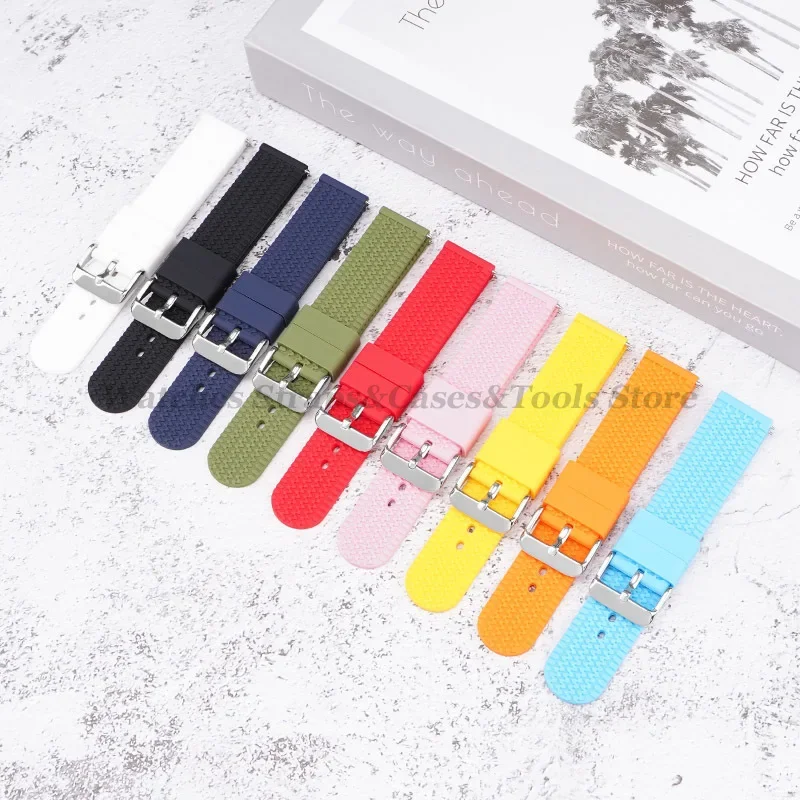 Silicone Watch Band Quick Release Bracelet 18/20mm 22mm 24mm for Omega for Seiko for Citizen Rubber Smart Watch Waterproof Strap