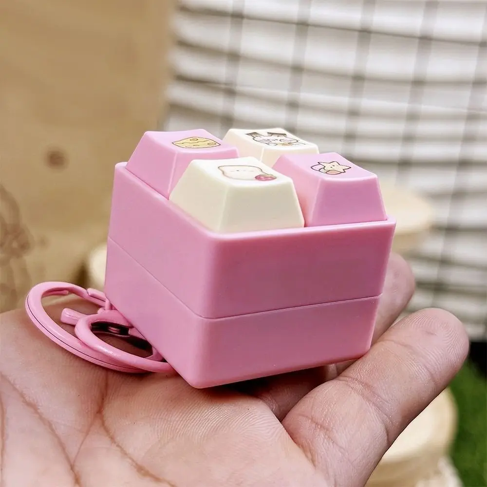 Relaxing Cartoon Fidget Keychain Keys Button DIY Keyboard Finger Keyboard Caps Pass The Time Keycap Clicker Toy