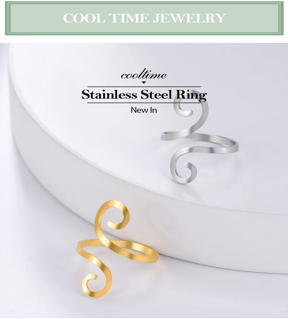 Cooltime Spiral ringe für Frauen Edelstahl verstellbare minimalist ische Paar Ringe Schmuck Großhandel Frauentag Geschenk neu in – Detail 1