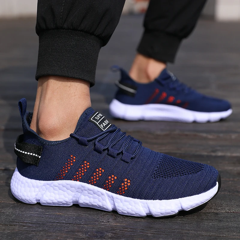 

New Men's Cushioned Running Shoes Knitted Mesh Breathable Soft Soled Sneakers Fashion Forward Lightweight Outdoor Exercise Shoes