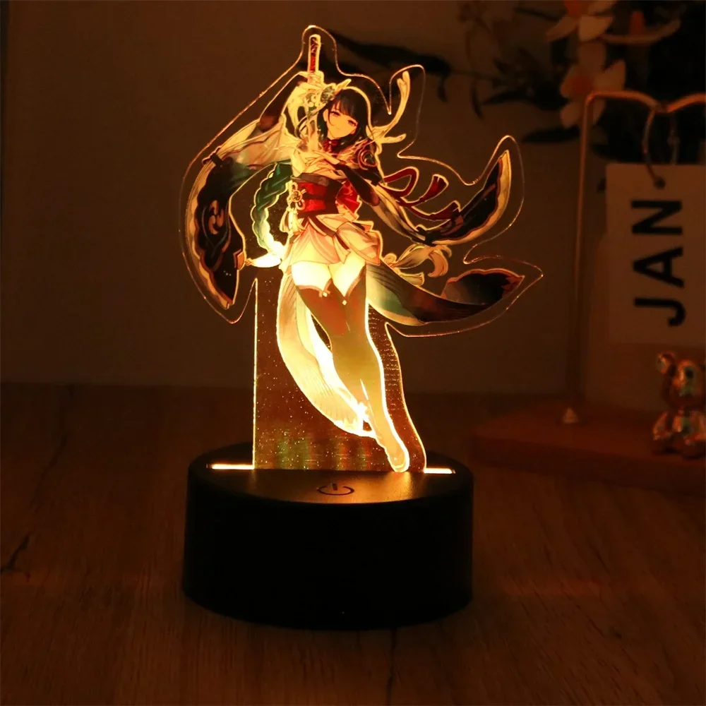 

Genshin Impact 3D Lamp Zhongli Raiden Shogun Klee Anime LED Night Light for Bedroom Decor Moon lamp Birthday Best Gifts Luces