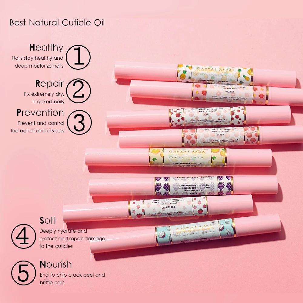 10pcs Wholesale Cuticle Oil Pen With Brush Packaging Natural Nail Nutrition Oil Pen For Nail Care Repair Treatment Private Label