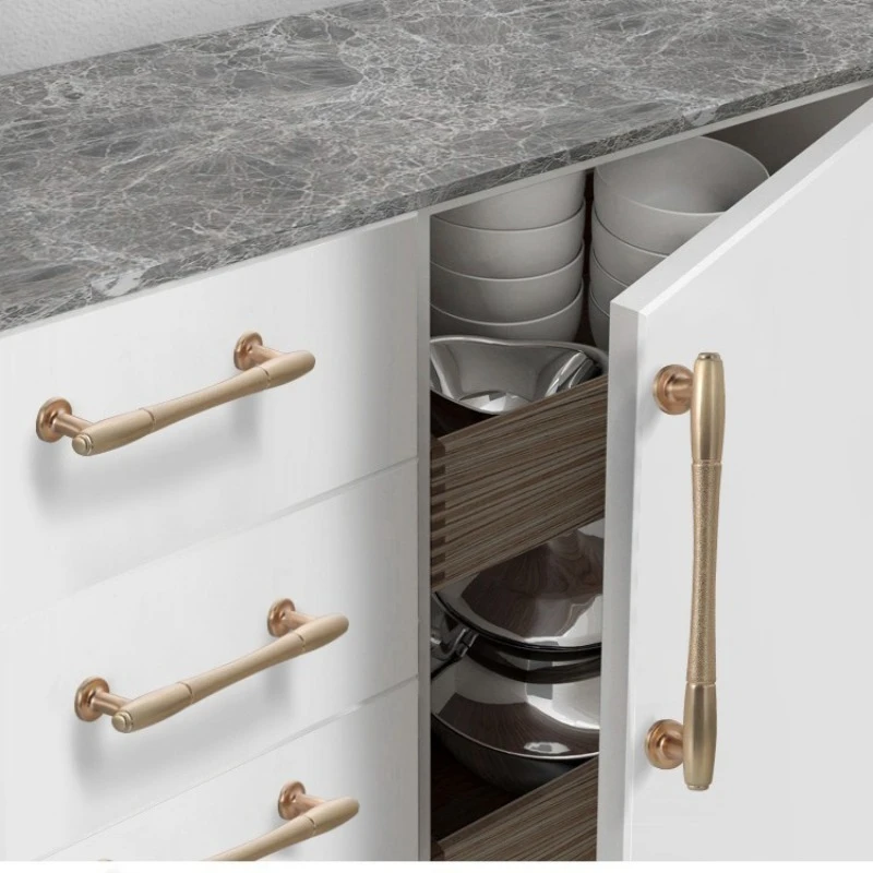 Modern wardrobe European style cabinet door Modern minimalist zinc alloy solid electroplating small waist handle