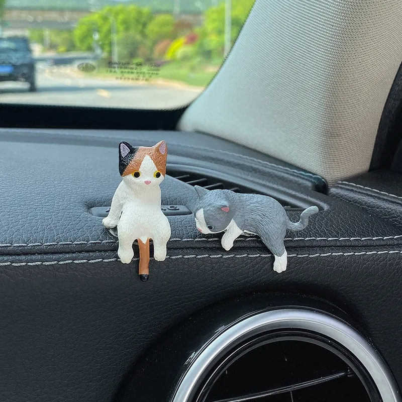 고양이 DIY 가장자리 인형 시뮬레이션 수지 고양이 냉장고 스티커 재료 미니어처 만화 자동차 고양이 장식 어린이 장난감 썸네일 5