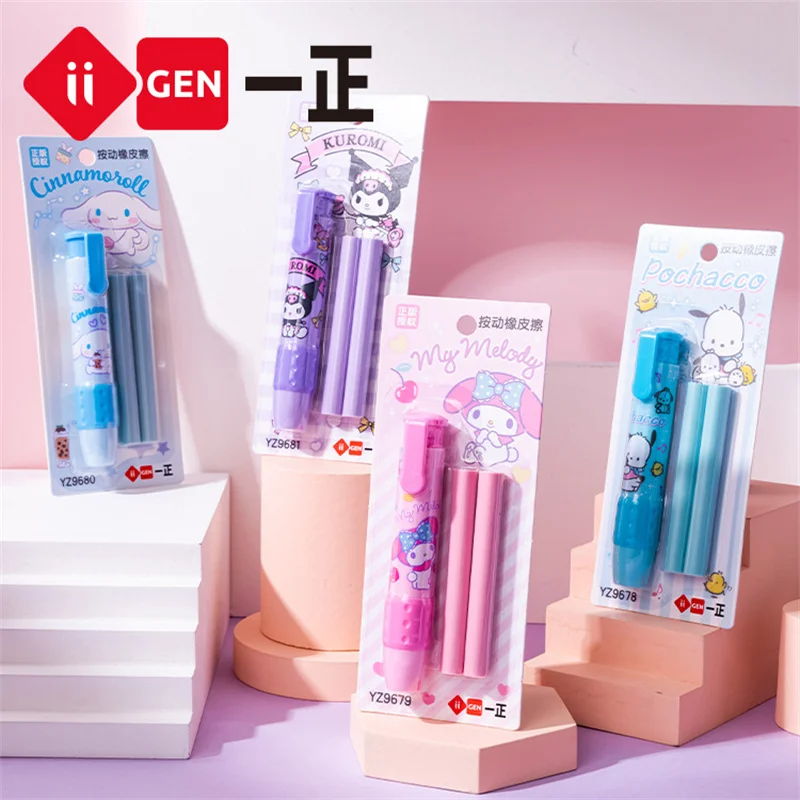 

12 set/lot Sanrio Kuromi Melody Cinnamoroll Press Eraser Cute Writing Drawing Rubber Pencil Erasers Stationery School Supplies