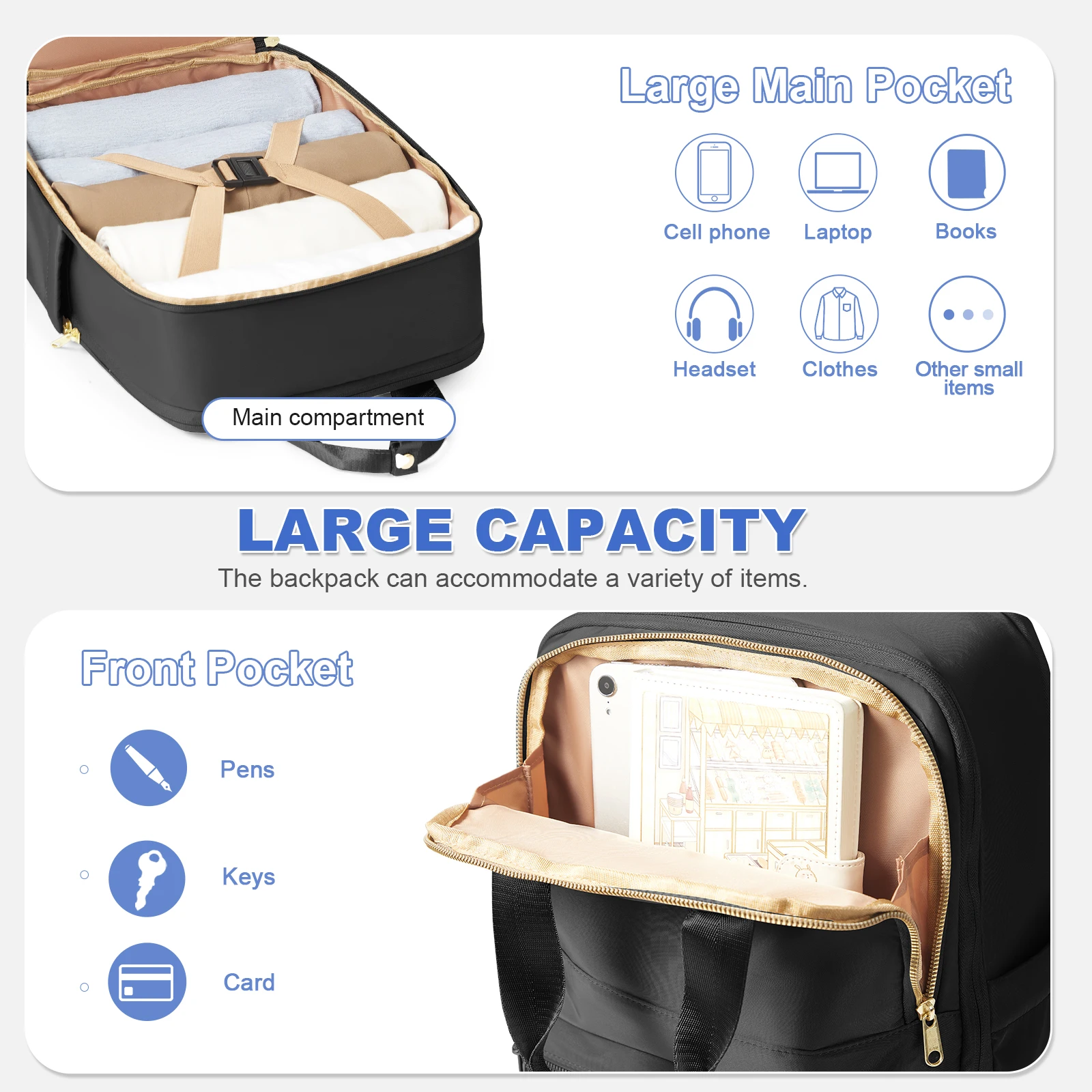 ライアンエア 40x30x20 トラベルバックパック、ダブルショルダーバッグ、ファッショナブルなスクールバッグ、ガールズカレッジバックパック、レディースエグゼクティブバックパック