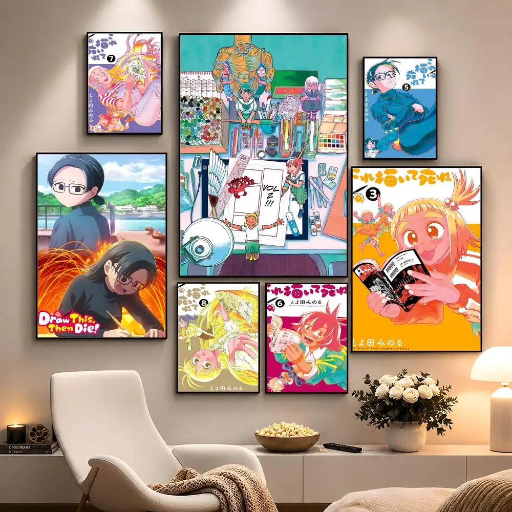 Manga Draw This Then Die Comic Art Poster Peel And Stick Wall Art PP Waterproof HD Bedroom Living Room Home Decor Gift