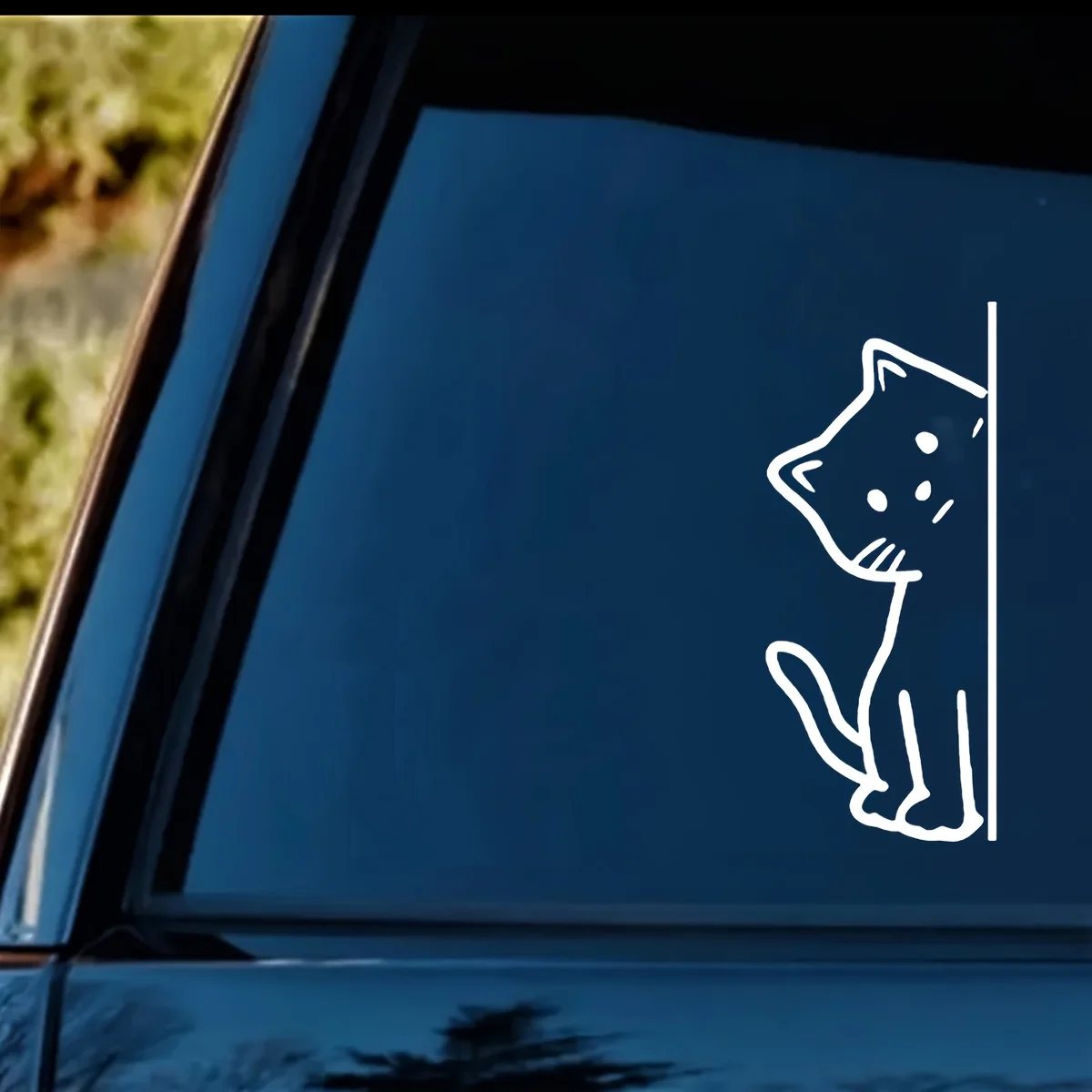 Cat Hide & Seek Mouse Vinyl Sticker, Simple Cute Decal for Motorcycle, Laptop & Wall Decor