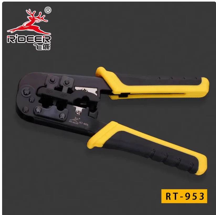 R'DEER tool crimping cables Three wire pliers 4P/6P/8P Ratchet network pliers Multi functional cable stripper NO.RT-952