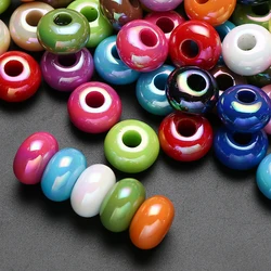 20Pcs 14mm Acrylic Big Hole Flat Round Bead Colorful Loose Spacer Bead For Handmade Jewelry Making DIY Bracelet Earring Necklace