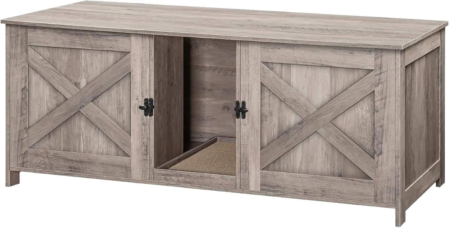 

Cat Litter Box Enclosure for 2 Cats, 47.2" Hidden Cat Litter Box Furniture with Double Room, Wooden Washroom Cabinet