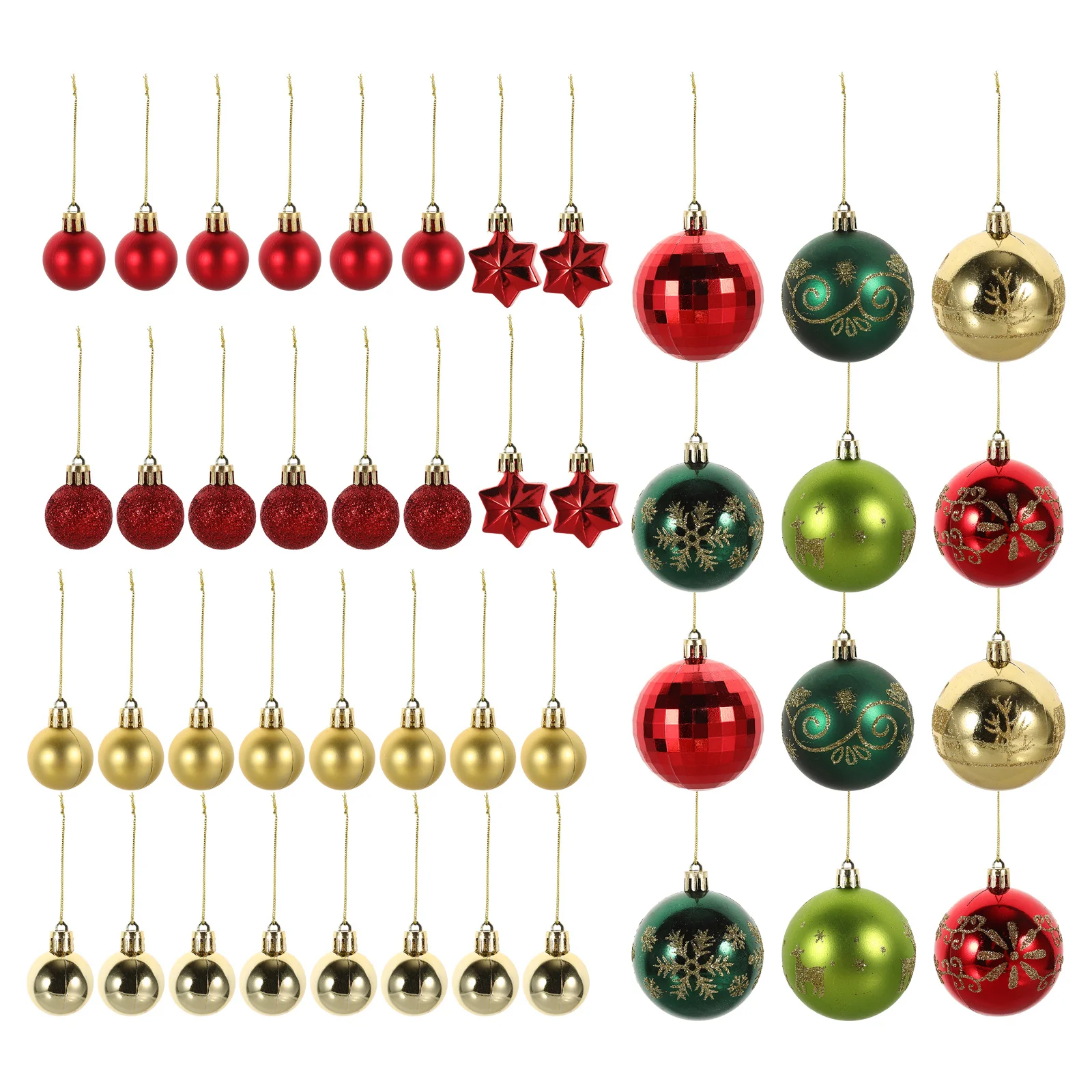 

44Pcs Ball Christmas Ornaments Hanging Tree Decorations Festive Xmas Ball Pendants for Holiday Decor Reusable Plastic Design