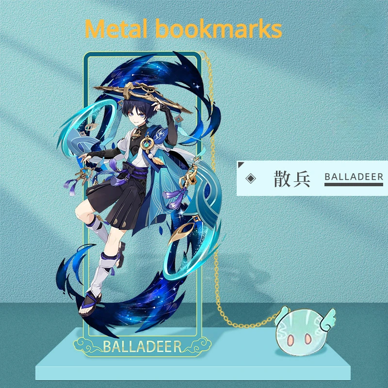 Game Genshin Impact Cosplay Costume Wanderer Beelzebul Klee Metal Bookmarks Doujin Balladeer Ayaka Zhong Li Bookmark Gifts