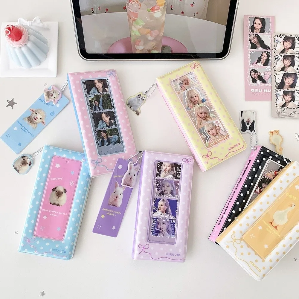 New Polka Dot Bow Card Album 4 Grids Hollow Photocards Holder Instant Camera Photo Album