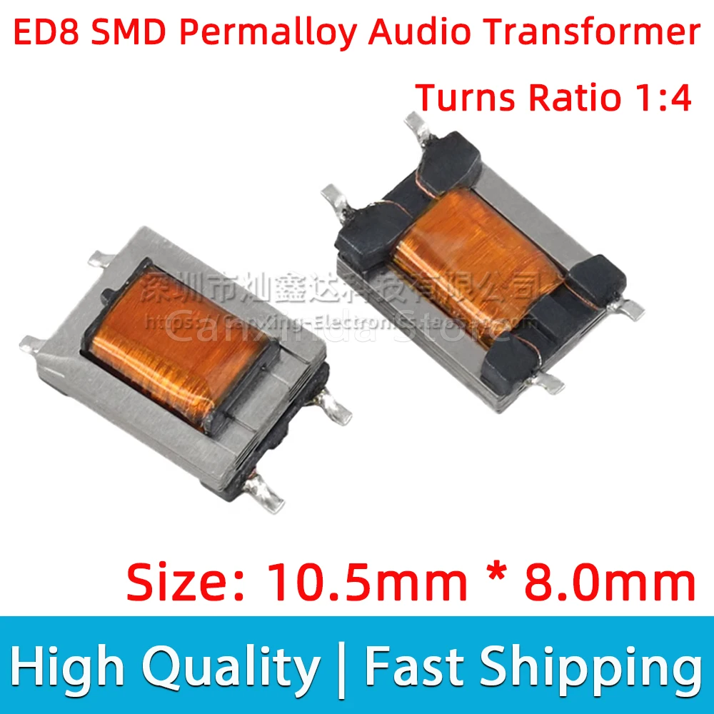 

5pcs ED8 SMD Permalloy Audio Transformer Turns Ratio 1:4 isolation 3.0H 300Hz-4KHz Ni-Fe Transformer nickel steel transformer