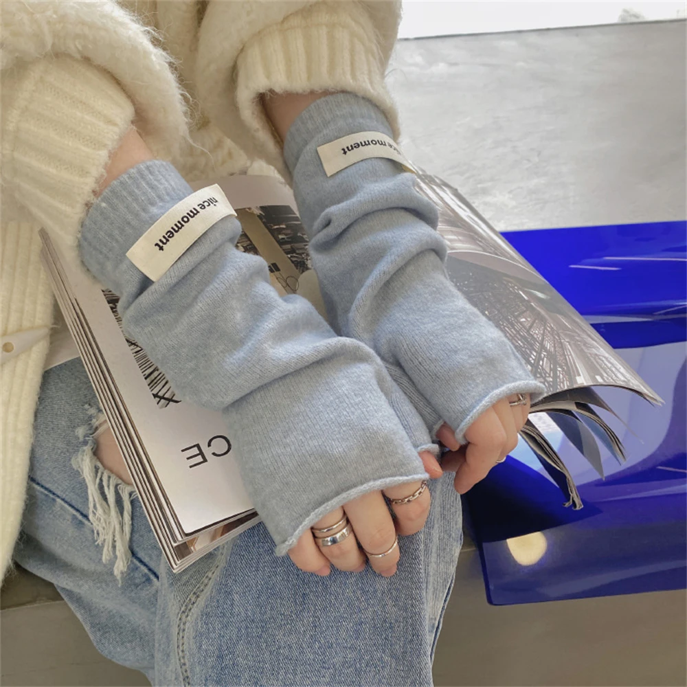 Long Fingerless Mittens Women‘s Winter Warmer Gloves Cute Korean Arm Sleeves Japanese Casual Goth Wrist Sleeves Christmas Glove