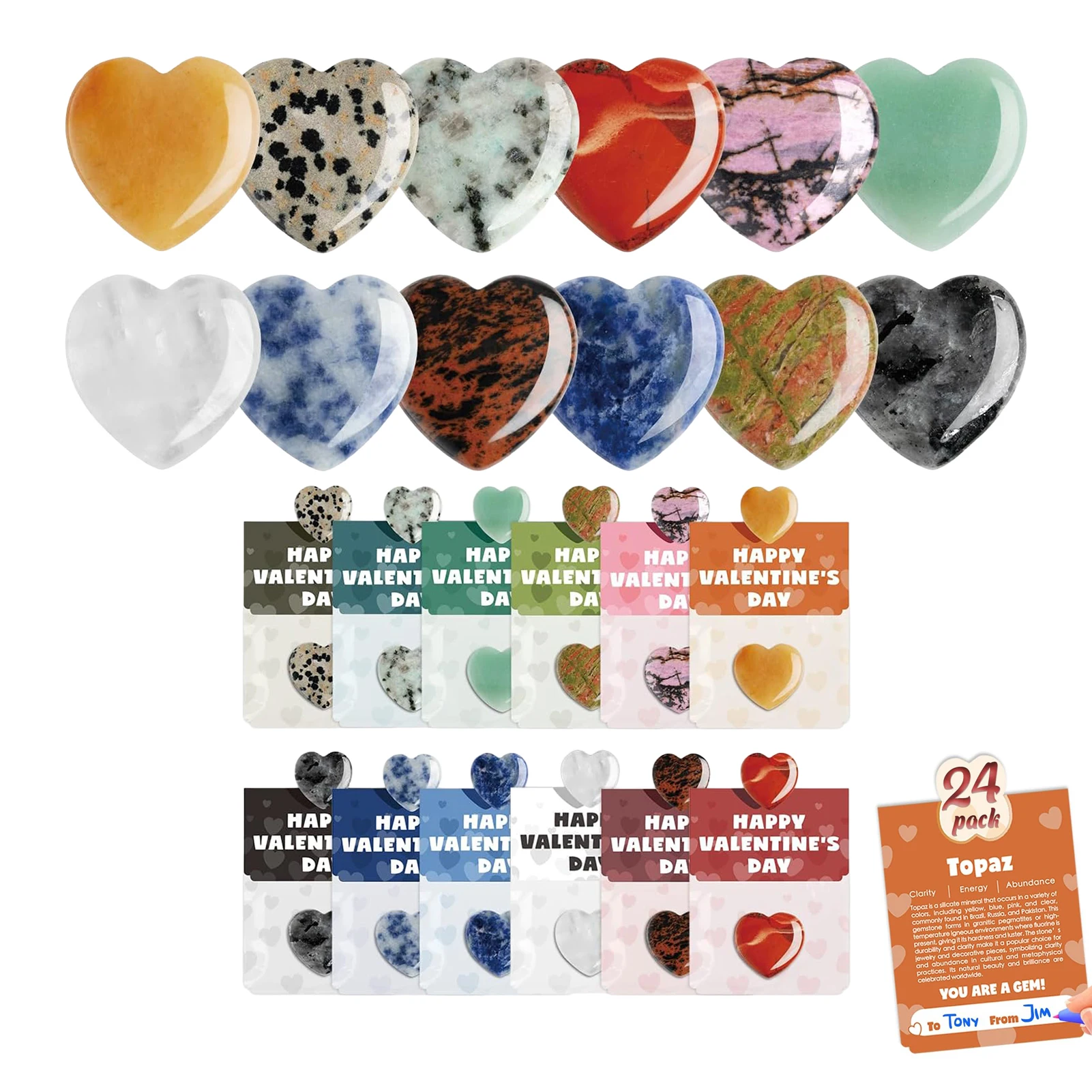Creative Gem Gift Set Multicolored for Valentine's Day Kids Educational Toy Safe Non-toxic Plastic Jewelry Kit 24pcs
