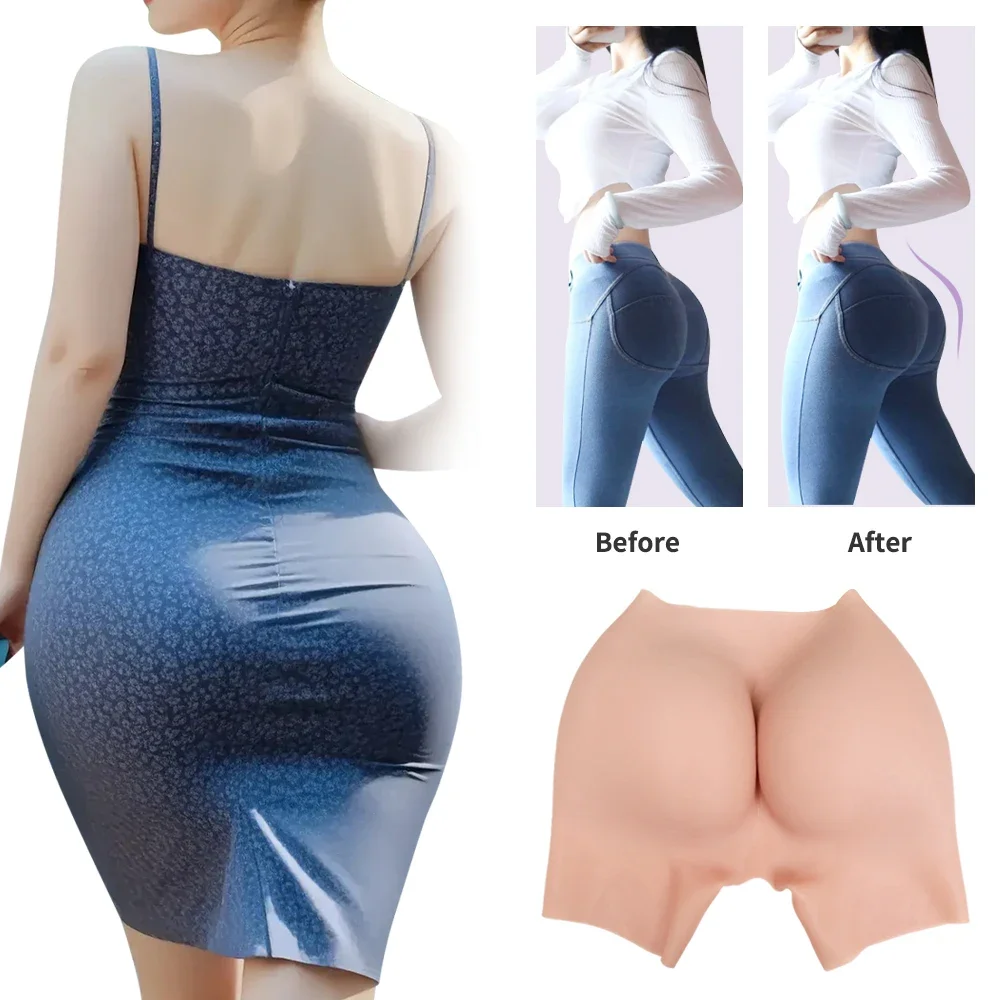 Silicone Pants Open-Crotch Buttock Padded Shaper Shorts Hips Control Enhancement fo Men/ Women Butt Lifter