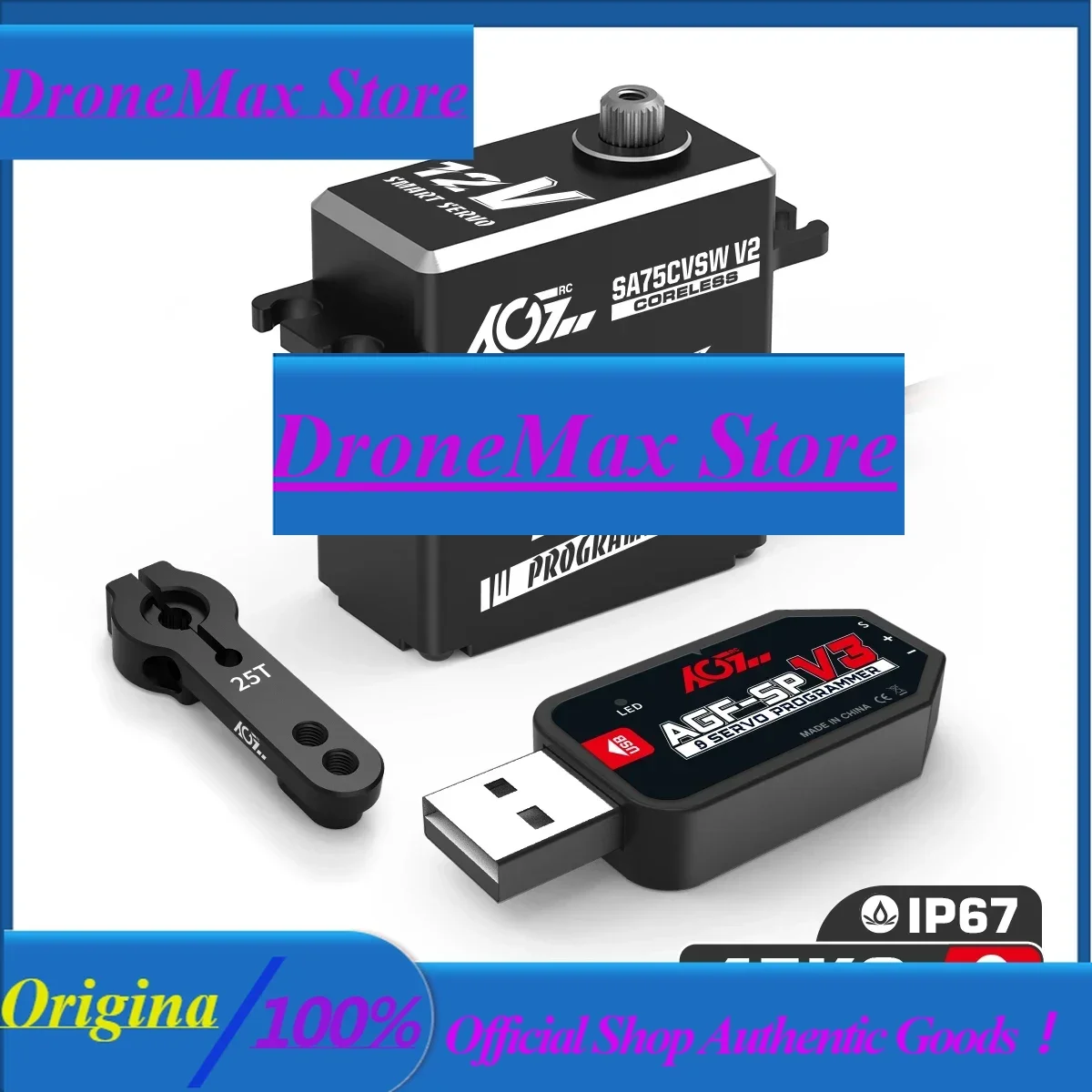 DroMaAGFRC SA75CVSW 45KG Waterproof 3S 12V Programmable Coreless Digital Smart RC Servo For 1/8 1/10 RC Car Crawler Cars Boat Bu