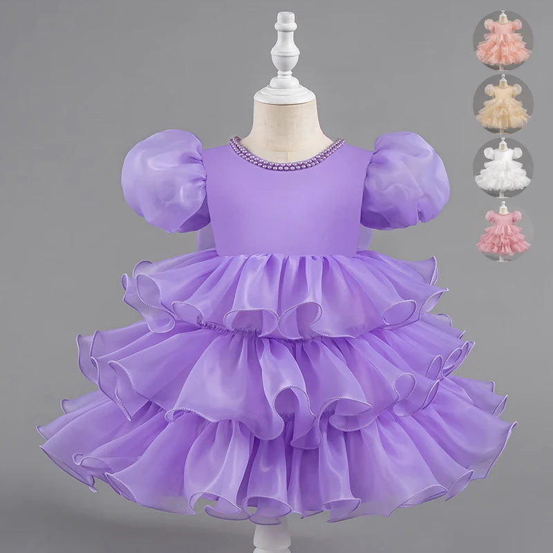 Dress for Children Girls Baby 1st Birthday Toddler Princess Costume Infant Ball Gowns Baptism Party Fluffy Wedding Dress